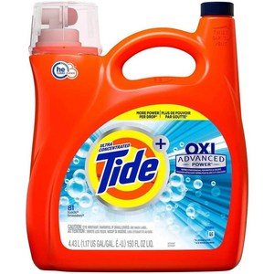 Tide Ulta Concentated Liquid Laundy Detegent with Oxi Oiginal 타이드 농축 세탁 세제 앤 옥시 파우더 150oz(4.43L), 4.43L, 1개