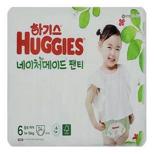 2021 신형 하기스 네이처메이드 팬티형 기저귀 여아용 점보형 6단계(14~19kg), 68매