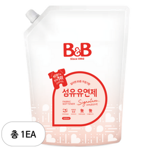 비앤비 비자극 유아 섬유유연제 자스민앤로즈향 리필형, 1.5L, 1개