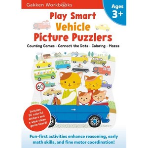 Play Smat Vehicle Pictue Puzzles 3+ : Peschool Activity Wokbook with Stickes fo ..., Gakken