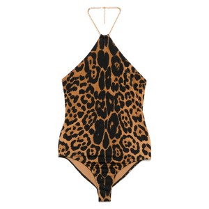 톰포드 레오파드 프린트 원피스 수영복, 브라운계열+블랙계열, Standard M