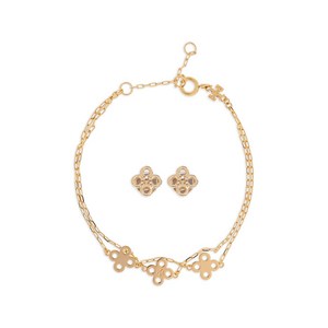 토리 버치 클로버 로고 이어링 앤 브레이슬릿 세트