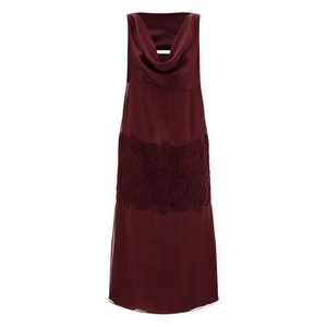 페라가모 카울 넥 레이스 패널 미디 드레스, 레드계열, Italy 44(KR 77)