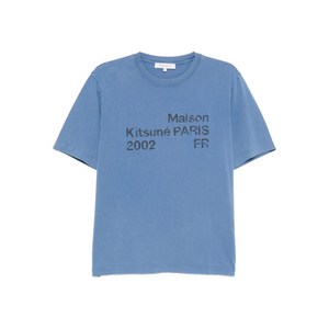메종키츠네 2002 페이디드 티셔츠, 블루계열+블랙계열, Standard S(KR 95)