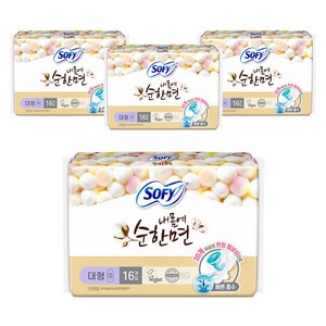 쏘피 내몸에 순한면 에이 생리대 날개형, 대형, 16개입, 4개