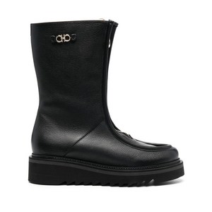 페라가모 지퍼 프런트 가죽 부츠 50mm, US width 7C, 블랙계열