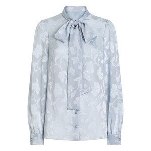 돌체앤가바나 플로럴 프린트 실크 블라우스, 블루계열, Italy 40(KR 44)