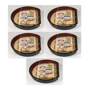 마이닝 모밀판 일제칠기 반달접시 5개+대나무판 5개 레드, 5개