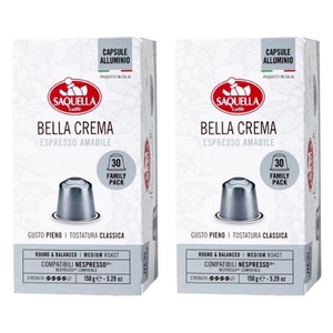 사켈라 네스프레소 호환 가능 벨라 크레마 에스프레소 아마빌레 미디엄 로스트 캡슐커피, 5g, 30개입, 2개