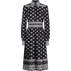 돌체앤가바나 로고 프린트 미디 드레스, 블랙계열+화이트계열, Italy 42(KR 55)