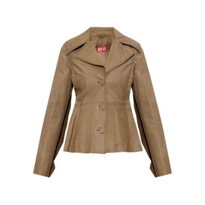 디젤 버튼 플레어 레더 재킷, 베이지계열, Italy 42(KR 55-66)