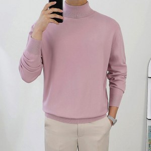 로코비전 남성 목폴라 니트 터틀넥 오버핏 부드러운 빅사이즈 스웨터