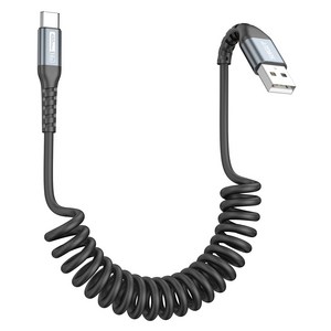 SUNGUY C타입 고속 충전 케이블 코일 스프링 데이터 케이블 자동차용 480Mbps 18W