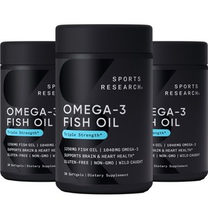 스포츠리서치 오메가-3 피쉬 오일 트리플 스트렝스 1040mg 소프트젤, 30정, 3개