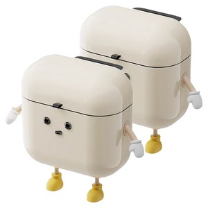 유포유 주방용 걸이형 캐릭터 쓰레기통, 크림 화이트, 26x20x25.5..., 2개