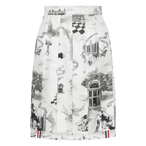 톰 브라운 투알 플리츠 미니 스커트, 화이트계열+블랙계열, Italy 36(KR 33)