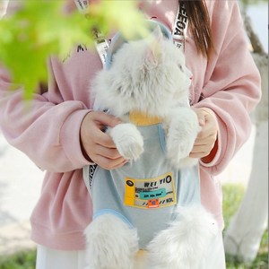 강아지 고양이 아기띠 반려견 포대기 산책 가방, 1개, 스카이블루
