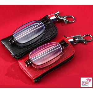 요고픽 초경량 3단 접이식 돋보기 안경태 휴대용 안경 + 가죽케이스 포함, 블랙