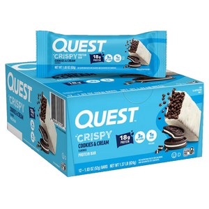 퀘스트뉴트리션 프로틴 바 크리스피 쿠키 & 크림, 쿠키&크림, 52g, 12개