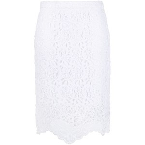 버버리 레이스 하이웨이스트 미디 스커트, 화이트계열, UK 8(KR 55)