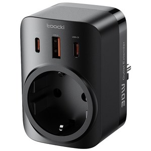 Toocki 툭키 Gan 접지 멀티 콘센트 3포트 PD 30w 고속충전 멀티탭, 블랙, 1개