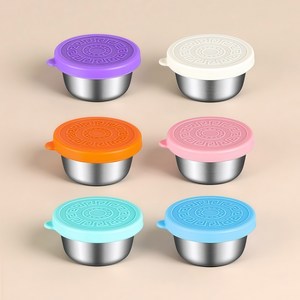 엘리펀트 304 스테인리스 소스컵 6P 세트 50ml - 밀폐 실리콘 무늬뚜껑 포함 소형 양념 종지 소분 용기