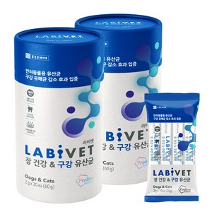 라비벳 강아지 장건강 구강 유산균 영양제 30p, 2개, 구강/치석관리+장건강, 30회분