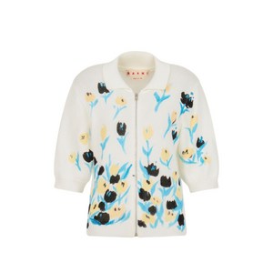 마르니 플로럴 지퍼 가디건, 화이트계열, Italy 42(KR 55-66)