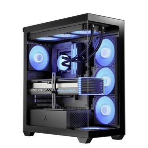 앱코 컴퓨터 케이스 미들타워 UH40 킬러웨일 ARGB 블랙