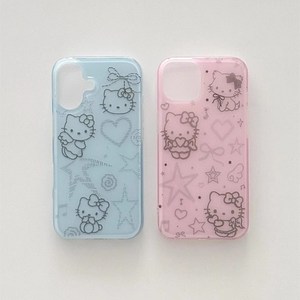 애플데이즈 엔젤키티 블루 핑크 아이폰케이스