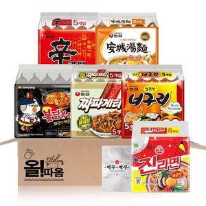 농심 삼양 오뚜기 멀티라면기획 (신라면5+안성5+너구리5+짜파5+진매5+불닭5)+라면사리1, 31개, (5개 X 6팩)
