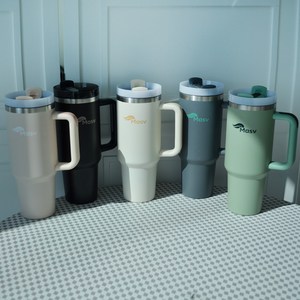 마시뷰 퍼스트브이 1.18L 대용량 대형텀블러 손잡이텀블러 보온 보냉 스텐빨대 뚜껑 진공텀블러, 블랙