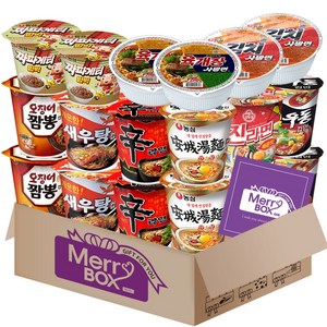 소컵라면18개세트(신라면2+새우탕2+튀김우동2+짜파게티2+오징어짬뽕2+안성탕면2+미니왕뚜껑2+육개장사발면2+김치사발면2)+메세지카드