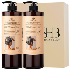 쏘헤어 너리싱 아르간 탈모 샴푸 데미지케어, 1kg, 2개