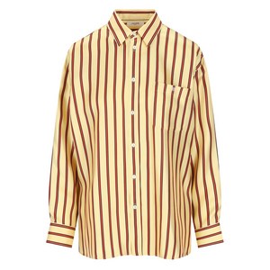 셀린느 스트라이프 오버사이즈 셔츠, 옐로우계열+레드계열, FR 38(KR 55)