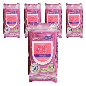 에스셀렉트 산뜻한 메이크업 리무버 시트 대형 비누향, 50매입, 5개