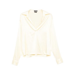 톰포드 V넥 새틴 블라우스, 옐로우계열, Italy 40