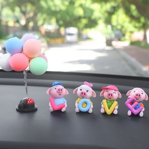 진양오픈마켓 차량용장식 귀여운 돼지인형 4ea 세트, 돼지풍선세트, 1세트