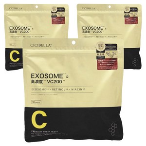 시시벨라 엑소좀 고농도 VC200 프리미엄 시트 마스크, 30개입, 3개