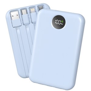 YEXXI 일체형 보조배터리 고속충전 PD 22.5W 미니 휴대용 10000mAh 4개 케이블 멀티단자