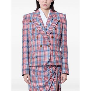 비비안웨스트우드 체크 패턴 더블 브레스티드 블레이저