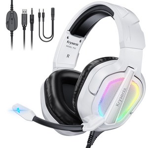 Krysenix PG2 유선 게이밍 헤드셋 PS4 PS5 XBOX 헤드폰 3D 사운드 RGB USB 노이즈 캔슬링 마이크