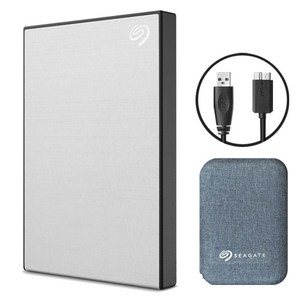 씨게이트 외장하드 원터치 외장 HDD 저장장치 데이터복구 + 파우치, 2TB, Silver