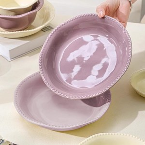 Tiger Pavilion 심플 펄 도트 원형 접시, 퍼플, 2개