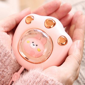 에코럭키 USB 충전식 손난로 C타입 KC인증 전자난로 휴대용 방한용품, 곰발바닥손난로-핑크, 1개