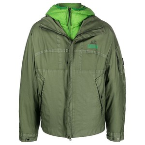 C.P.컴퍼니 로고 프린트 리버서블 다운 재킷, 그린계열, Italy 50(KR 105)