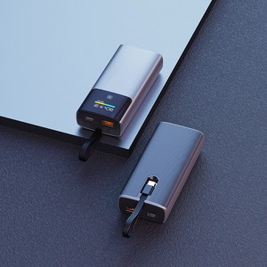 PYHO 보조배터리 10000mAh 자체선 C타입 대용량 고속 충전 TFT 잔량표시, 블랙