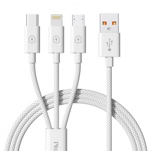 3 in 1 고속 충전 케이블 usb to c /라이트닝/마이크로5핀 충전 케이블 0.6m/1m/1.5m/2m 케이블 패브릭 차량용케이블