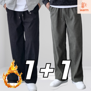 핏노블 남자 기모안감 코듀로이팬츠 1+1 융털 밴딩 와이드 골덴바지