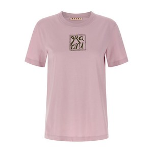 마르니 로고 프린트 크루 넥 티셔츠, 핑크계열, Italy 44(KR 66)